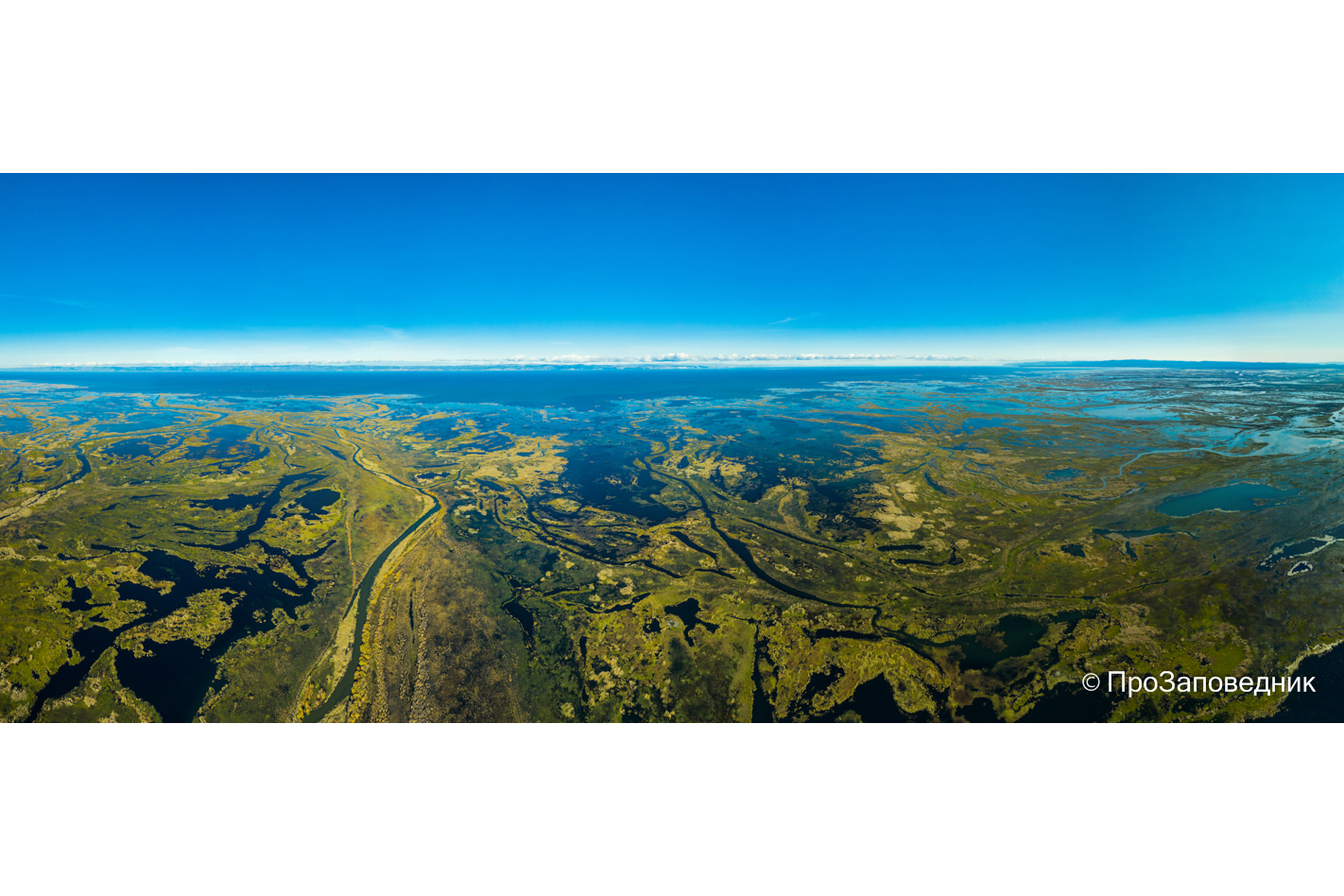 Панорамный  вид на дельту  реки Селенги  в сторону  Байкала